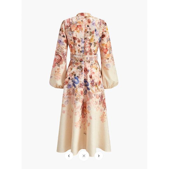 Commense Belted Balloon Sleeve Floral Dress Sz S - Picture 4 of 4